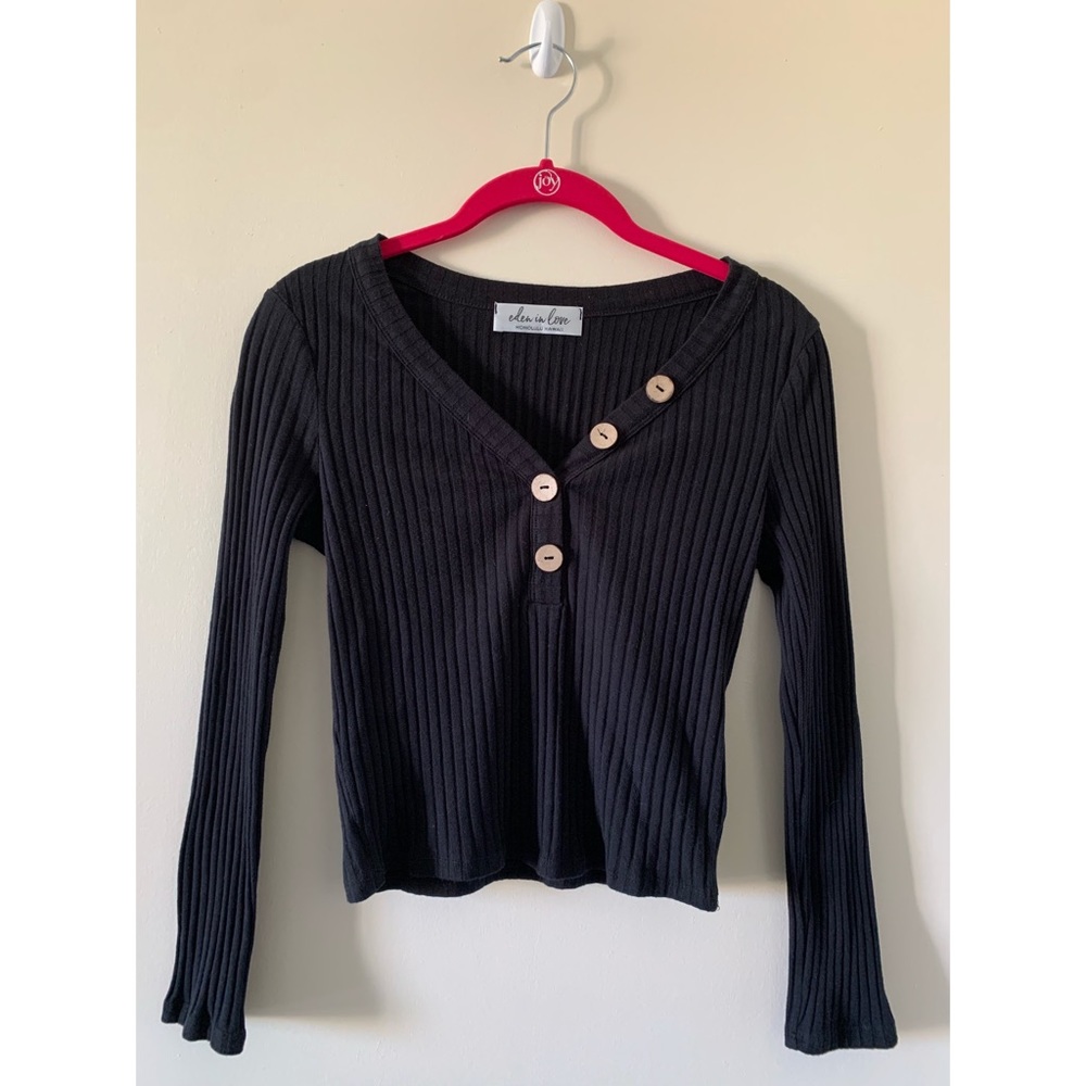 Eden in Love Ribbed Long Sleeve Crop Top